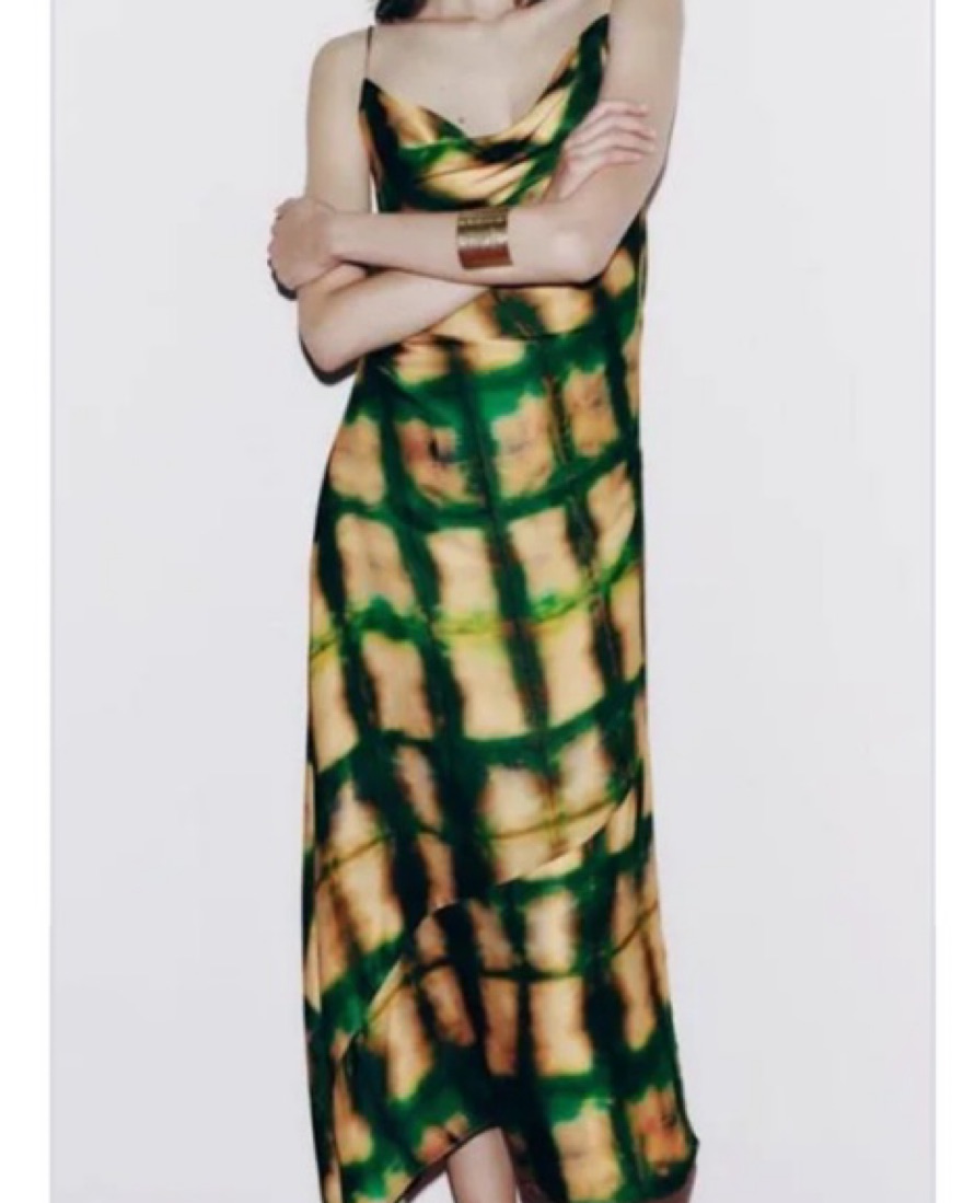 Zara Tie Dye Slip Satin Dress by Zara - Pickle