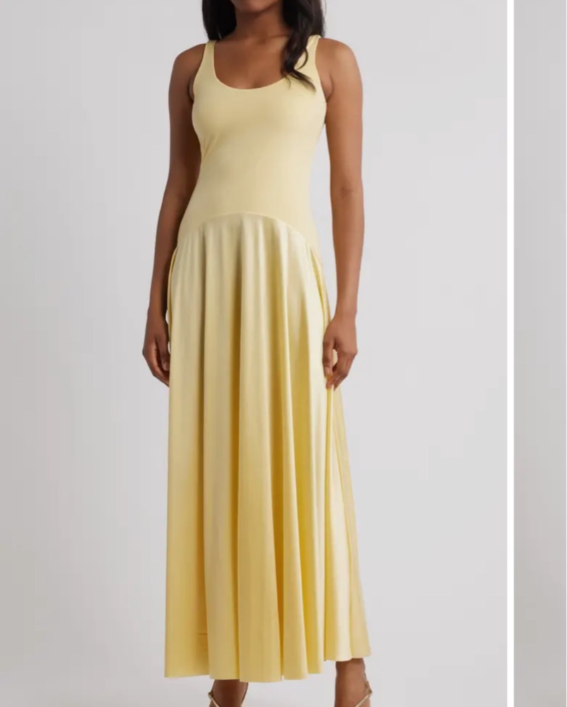 Yellow Satin Drop Waist Maxi by Rare London - Pickle