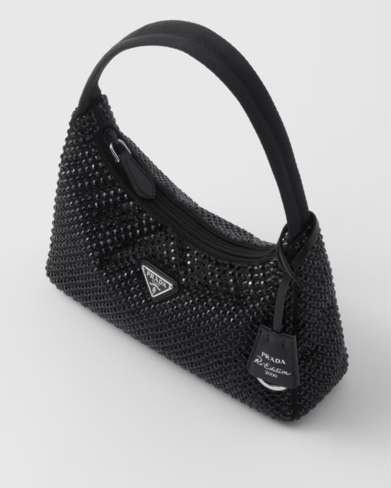 Prada Re-Edition Satin Mini Crystal Bag by Prada - Pickle