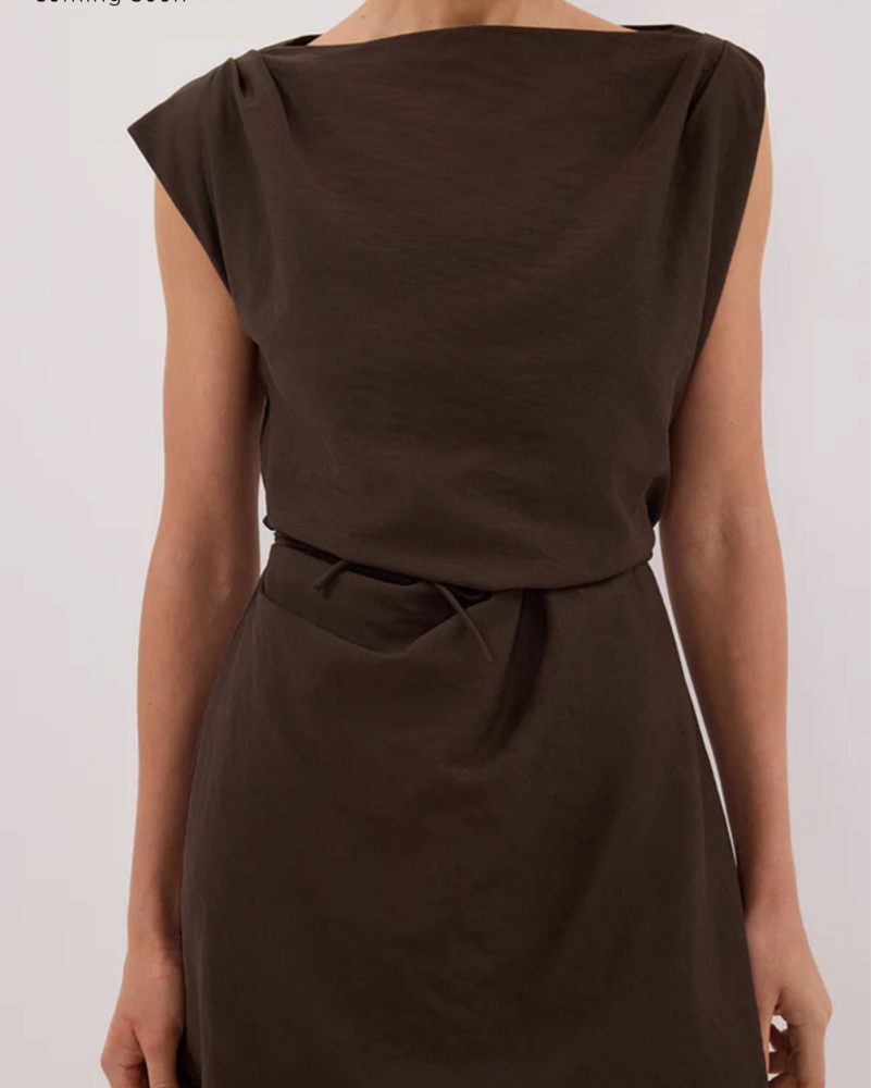 marmo mini dress dissh MARMO CHOCOLATE DRAPED MINI DRESS  DISSH