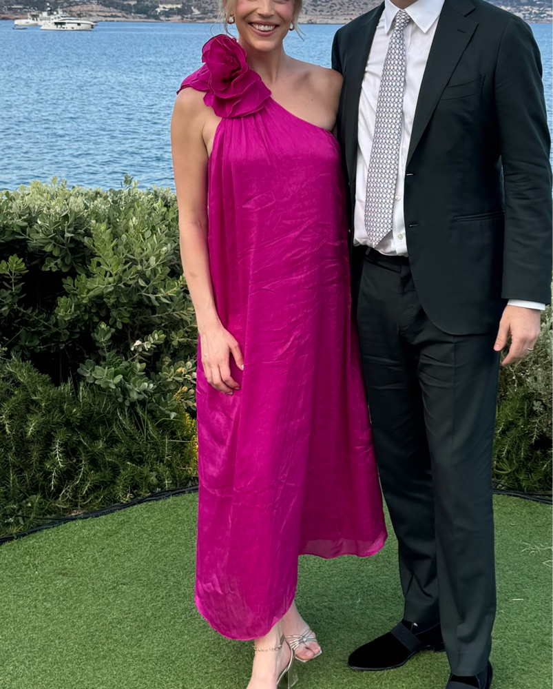 aje purple linen dress Linen mini dress
