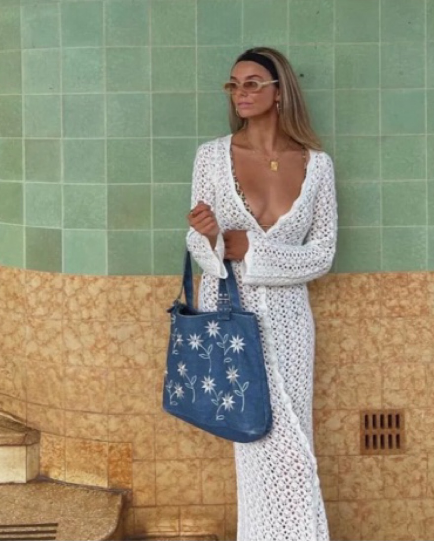 VRG GRL Beach To Bar Knit Maxi Dress Pickle