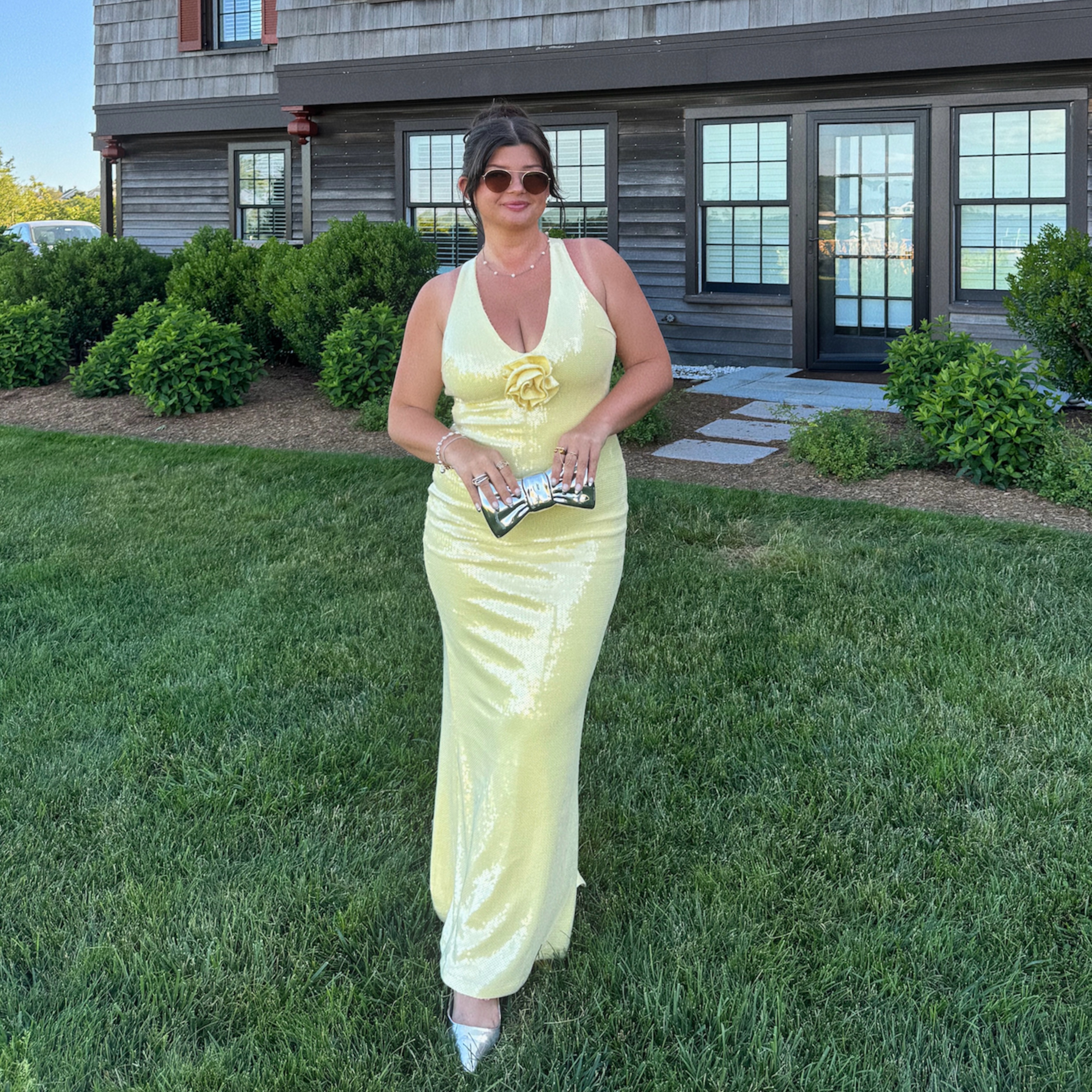 meshki gold shimmer dress Adoria Sequin Cut Out Maxi Dress - Gold main image 1