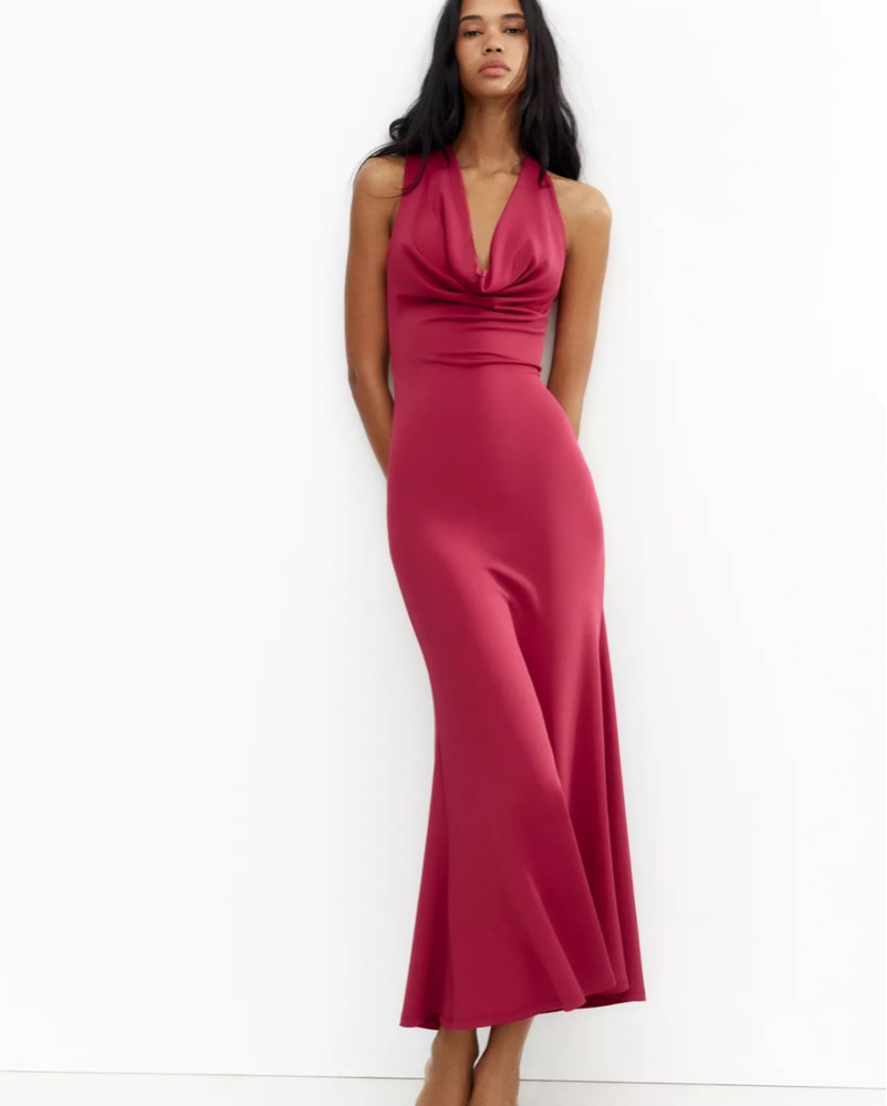 tears for heroes dressed in grey Marais Palazzo Pink Halter Linen Midi Dress
