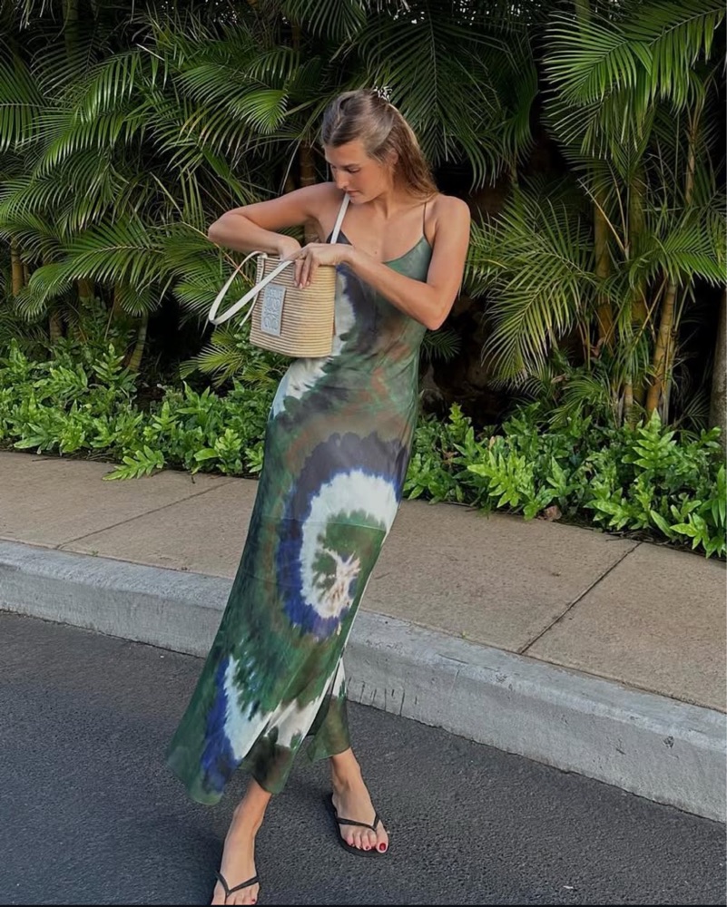 Frame Tie Dye Silk Chiffon Midi Dress by FRAME - Pickle
