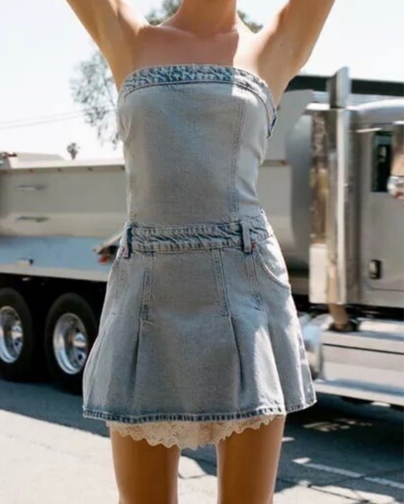 DIANTE Damage denim mini dress グレー Denim Mini Dress by ZARA - Pickle