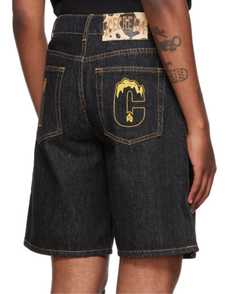ICECREAM black Running Dog Denim Jorts by Icecream - Pickle