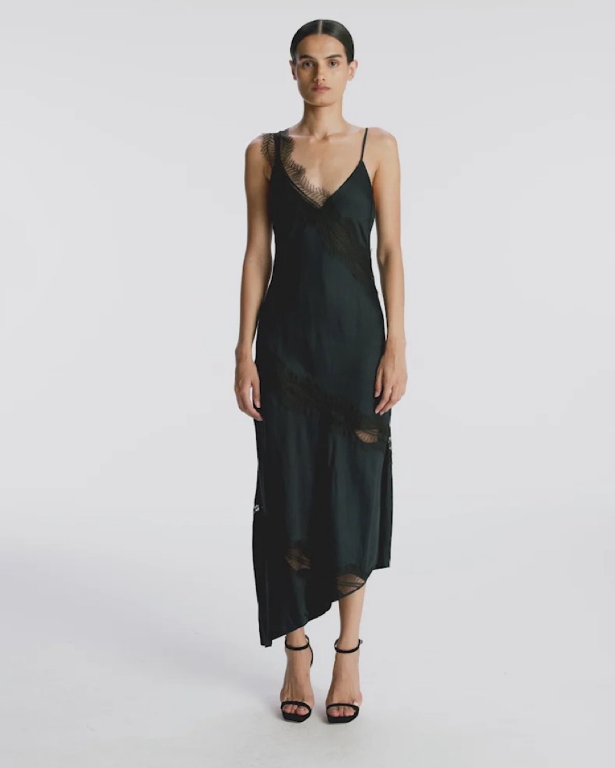 alc silk lace dress A.L.C. Women's Lucia Satin Midi-Slipdress - Pearl White