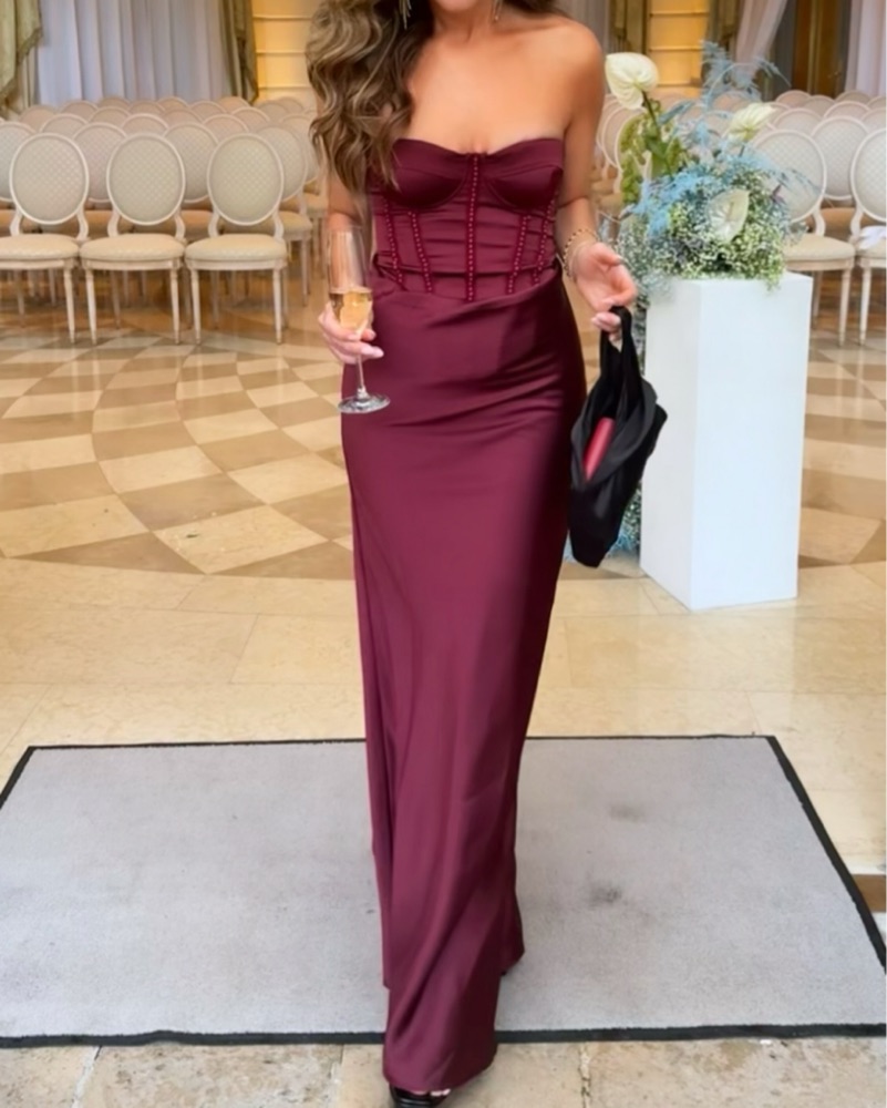rotate corset dress Rotate Burgundy Corset Gown by ROTATE Birger Christensen