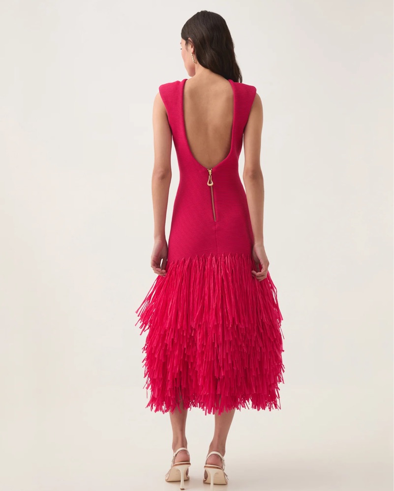 aje pink knit dress Nina Knit Dress-PNK MARLE / XXS main image 1