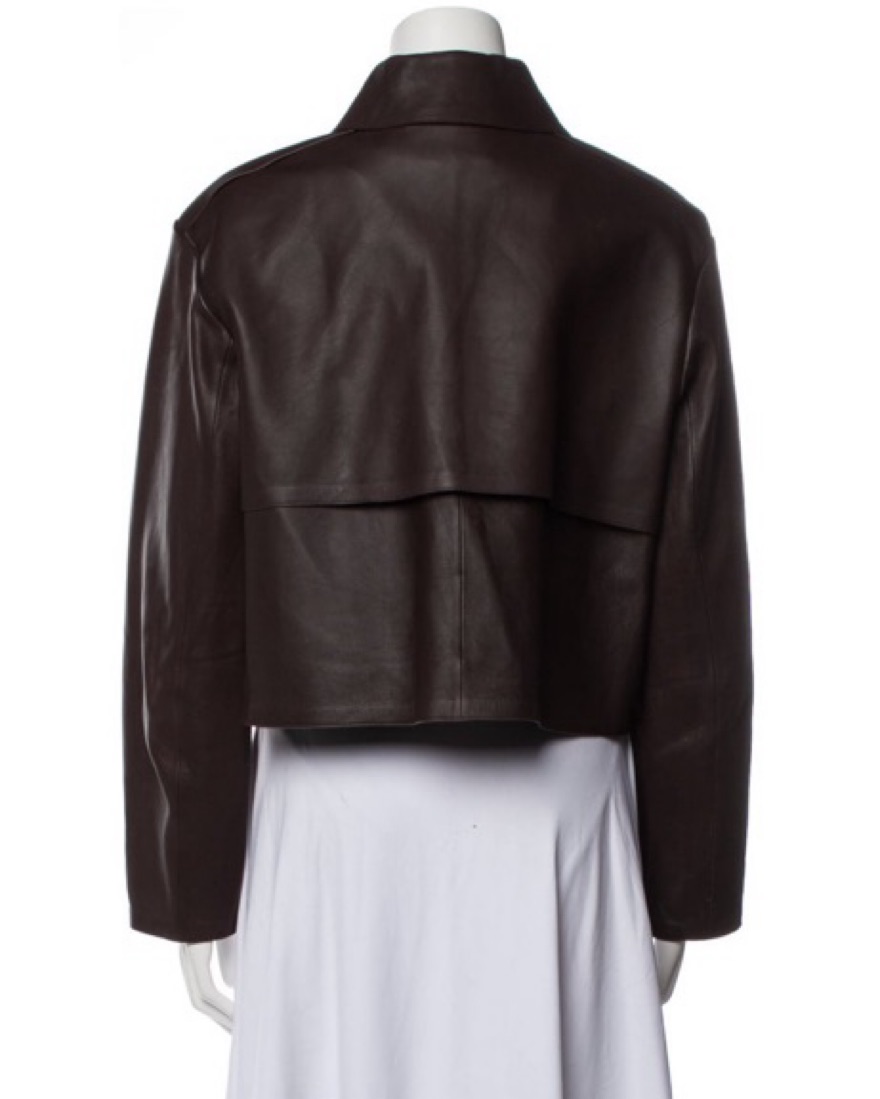 Theory Cropped Leather Trench Coat by Theory - Pickle