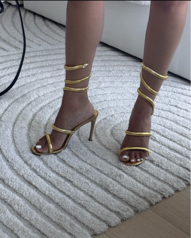 Rene Caovilla Gold Snake Wrap Heels by Rene Caovilla - Pickle