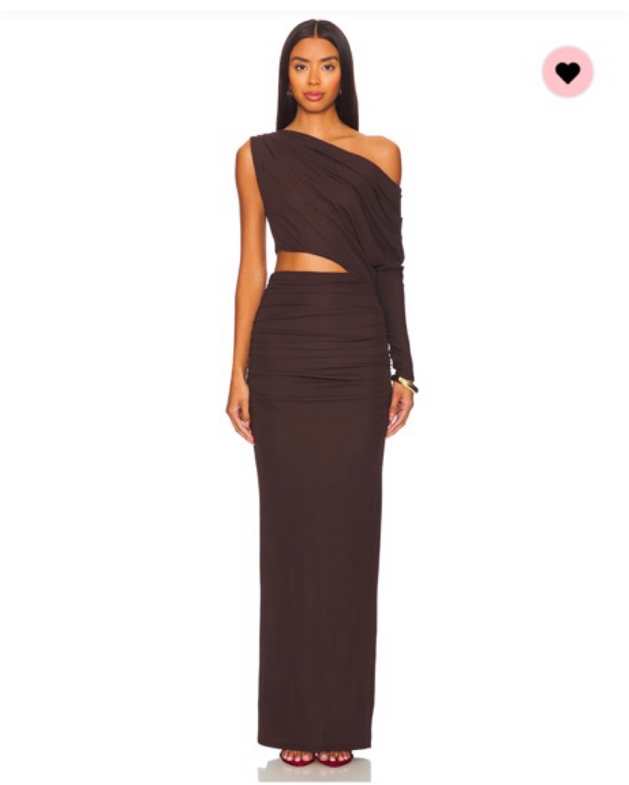 yahaira maxi dress in dark brown NBD Yahaira Maxi Dress by NBD
