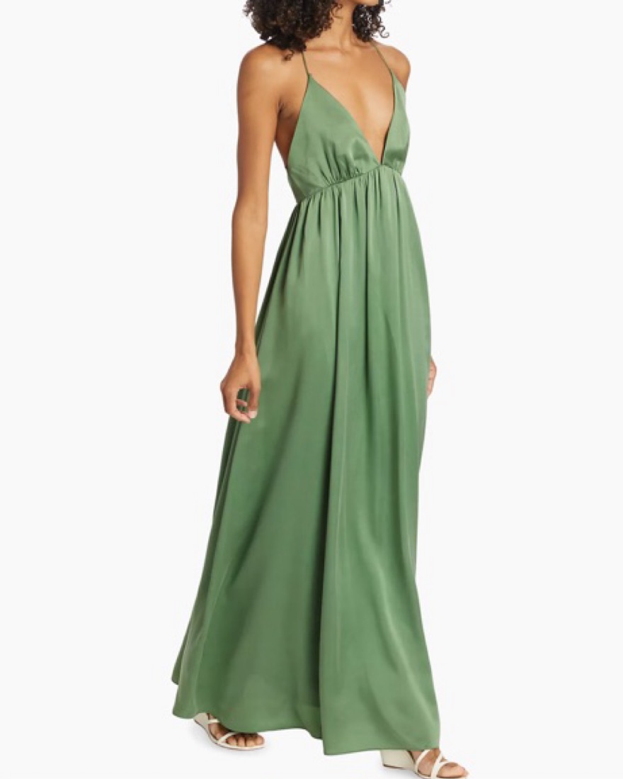 zimmermann green maxi dress ZImmermann Rhiannon Plunge Maxi Dress Green Passion main image 0