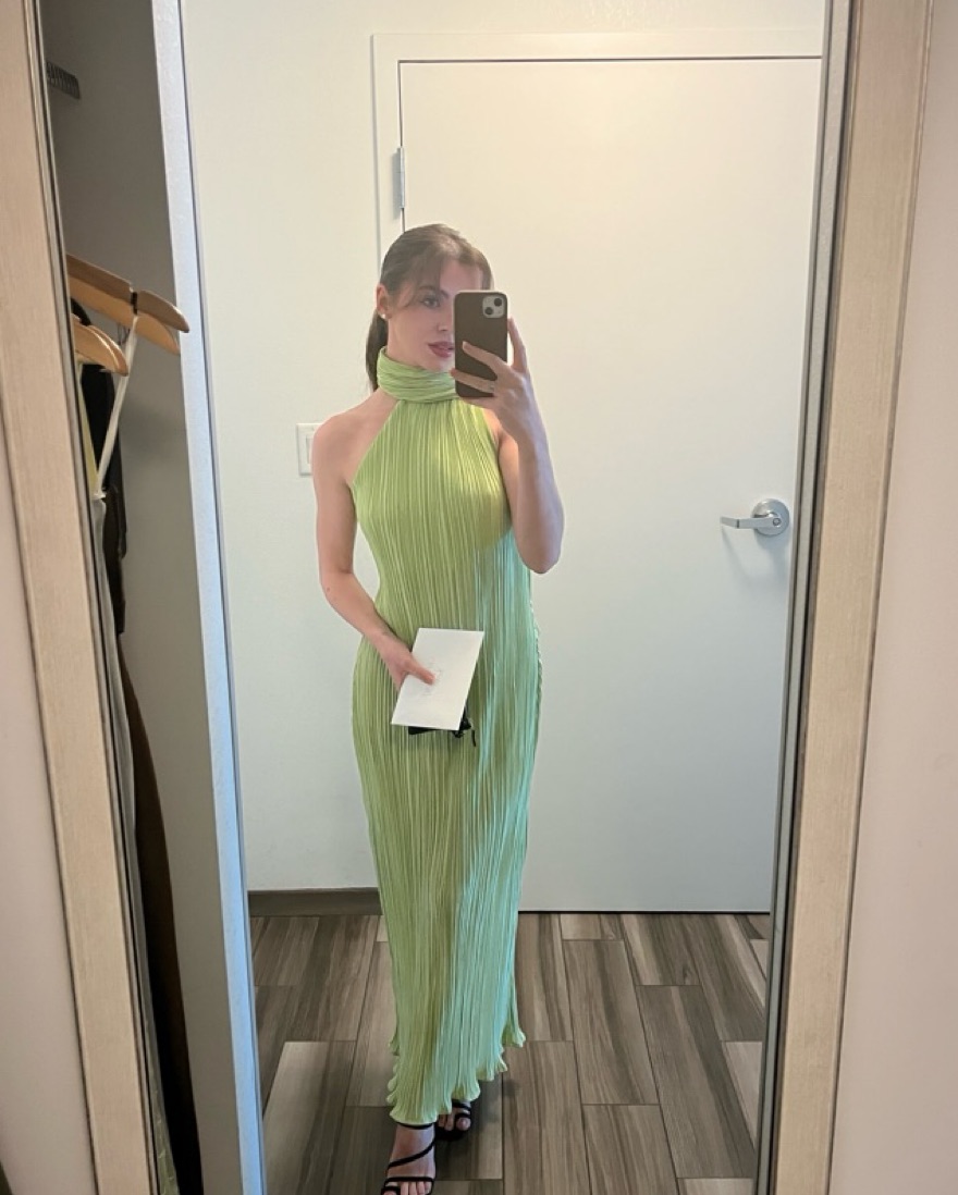 a line long dress Brittany Red Cutout Ruffle A-Line Prom | Elegant Gown with Slit Beading homecoming dress Finish:Western Key Features Sakmal Brown Women Dresses
