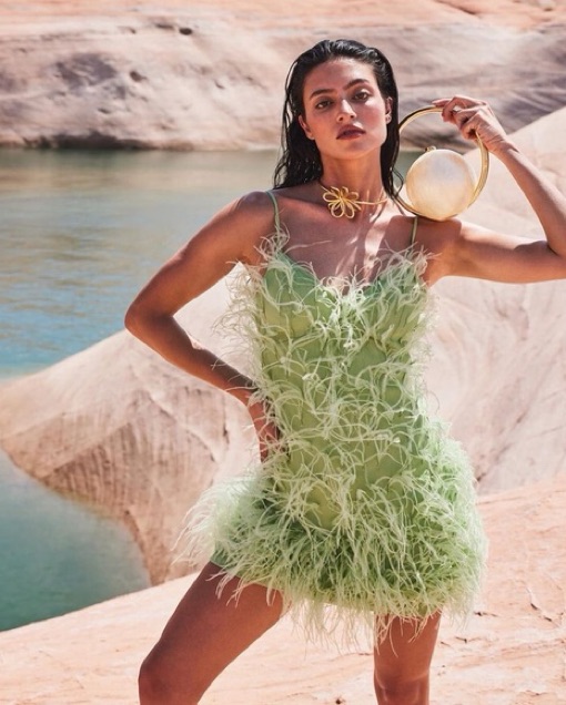 Cult Gaia Green Feather Mini Dress by Cult Gaia - Pickle