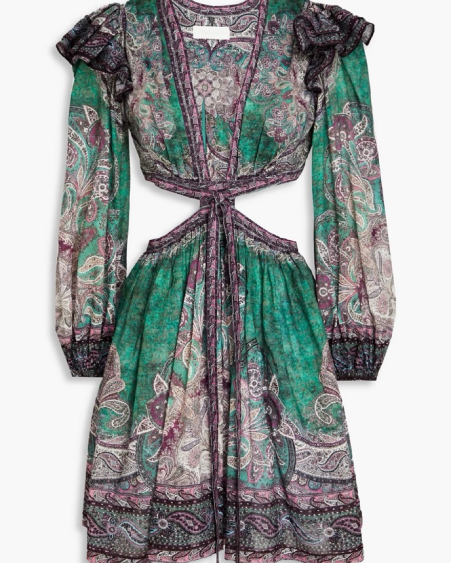 zimmermann green polka dot dress Green Paisley Ottie Plunge Midi Dress
