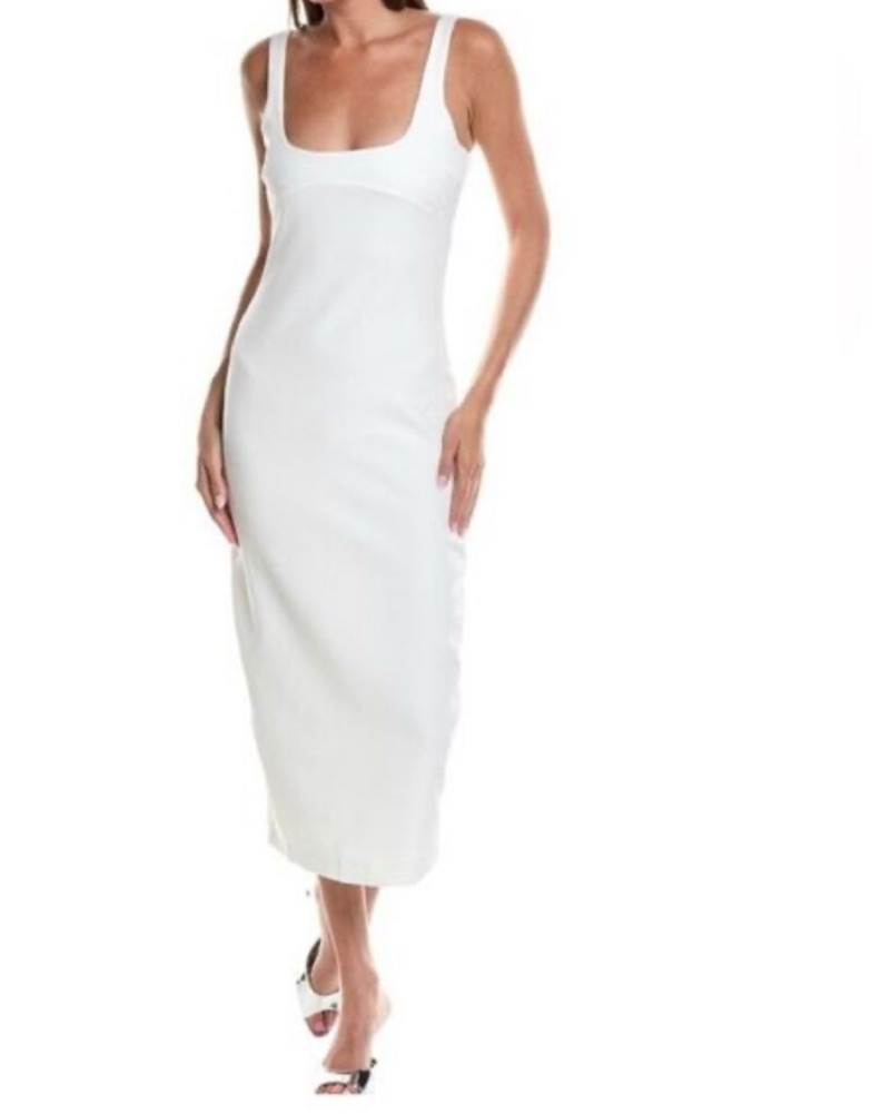 zara white fitted dress Zara White V-neck Sleeveless Relaxed Fit Pull On Midi Maxi Shift Tank – Brie
