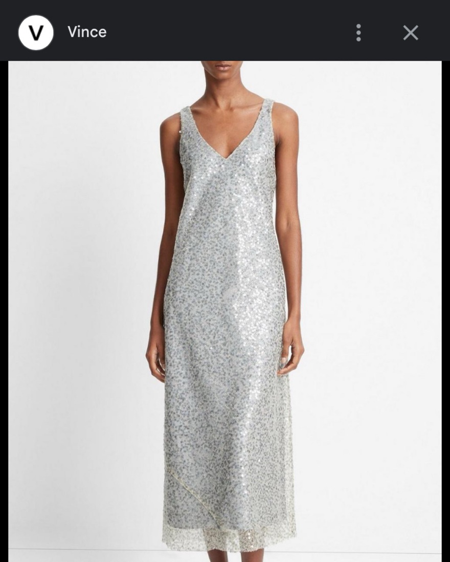 【Vince】 Lucite sequinedメタリックスリップドレス Lucite sequined metallic slip dress in silver - Vince