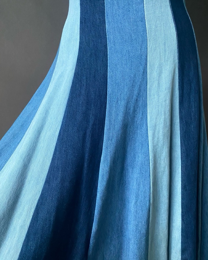 farm rio denim dress Farm Rio Colorblocked Denim Midi Dress-S-$248 A603-5