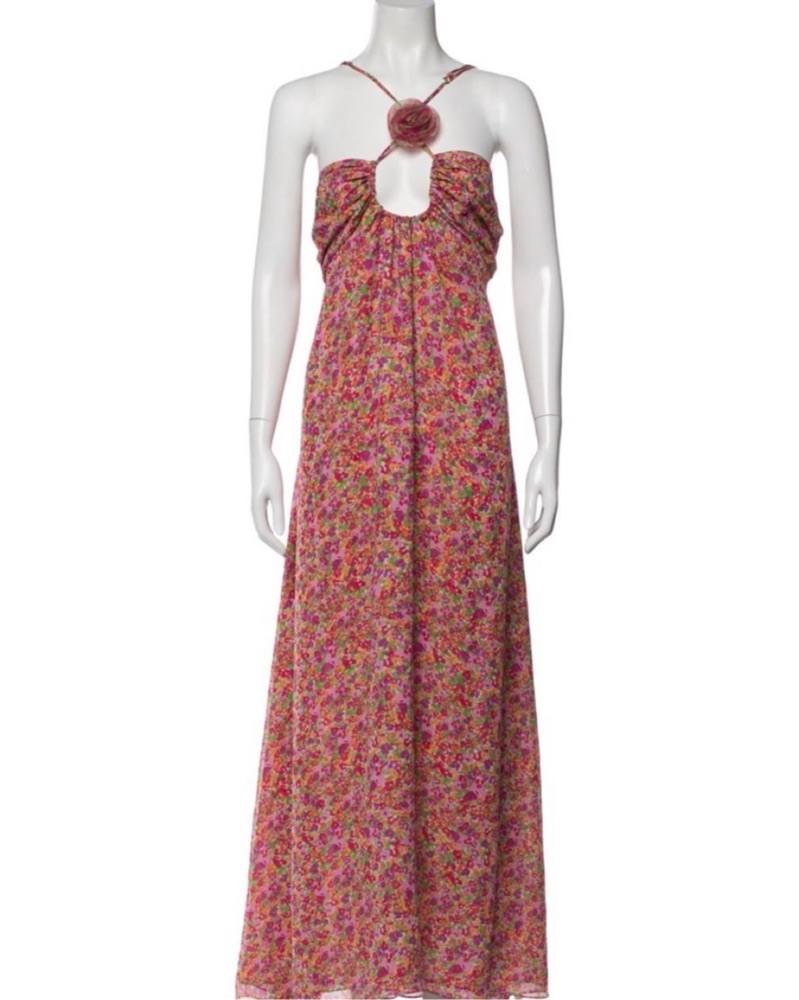 green frill maxi dress Suki Green Floral Embellished Maxi Dress – Frock and Frill