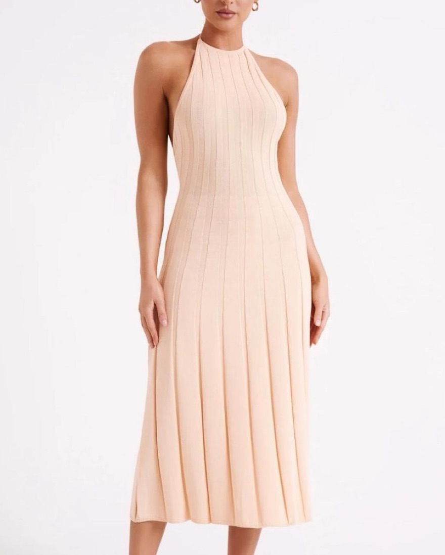 Adrienne Halter Neck Midi Dress - Aprico by Meshki