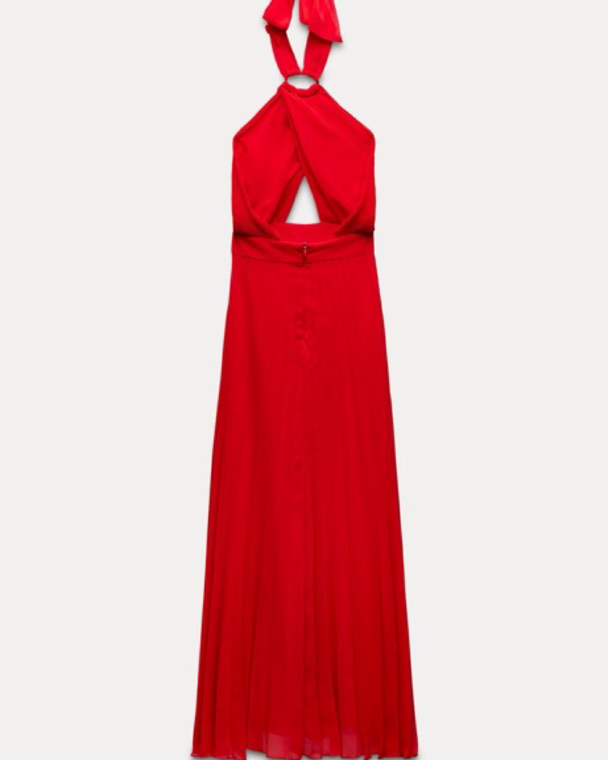 zaria pleated halter midi dress Zaria Printed Mesh Halter Maxi Dress