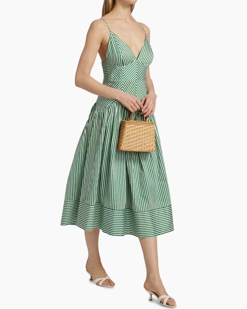 Farm Rio Green Striped Midi Dress by Farm Rio - Pickle