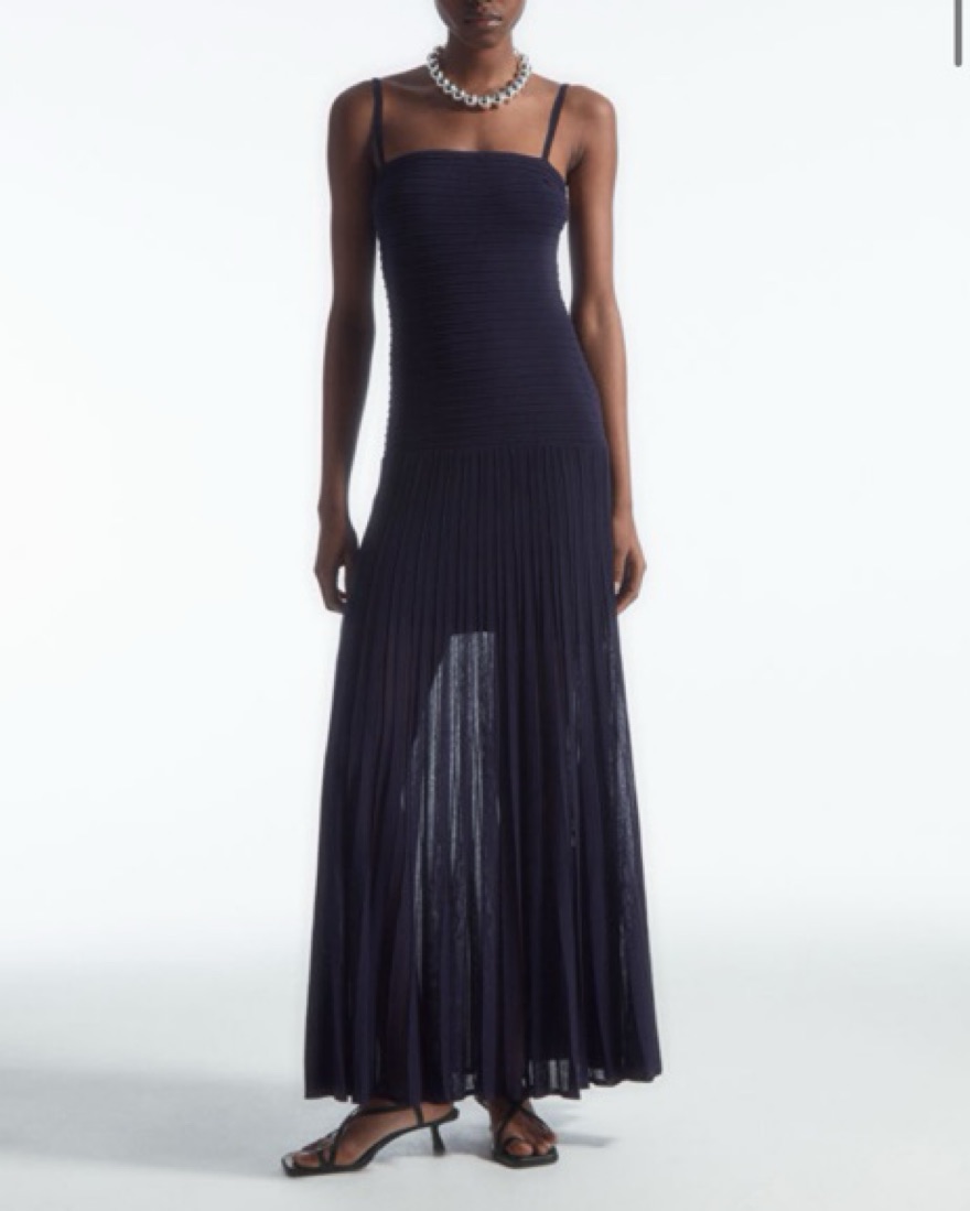 knitted pleated maxi dress Viet Runched Pleated Long Sleeve Maxi Dress in Tencel Merino Knit L main image 1