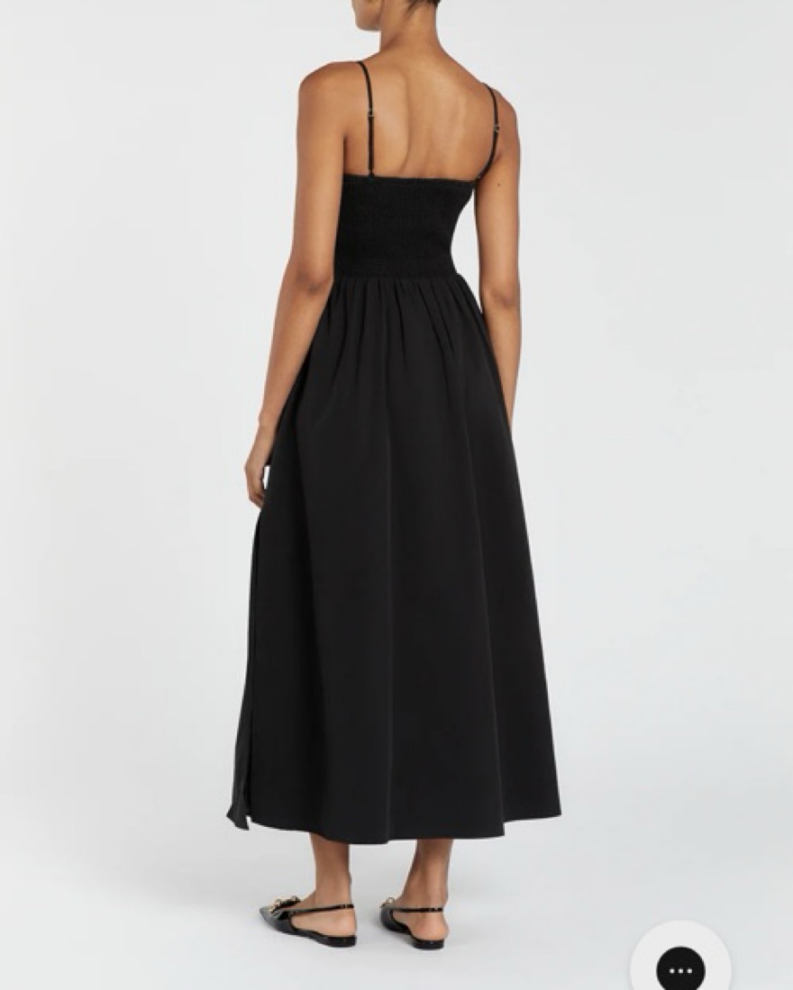 elegant floral round neckline midi x-line dress 100% Cotton Black Floral Midi Dress - All Dresses