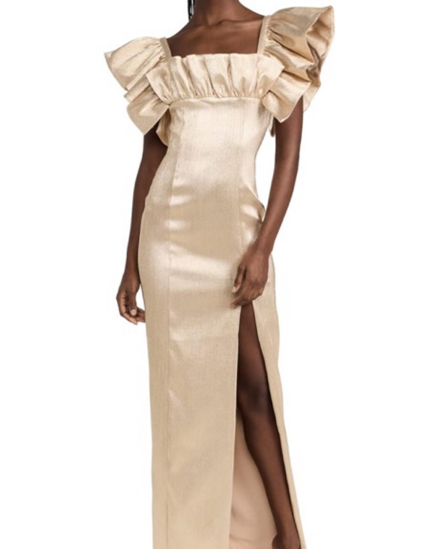 Black Halo Gold Metallic Prince Gown by Black Halo - Pickle