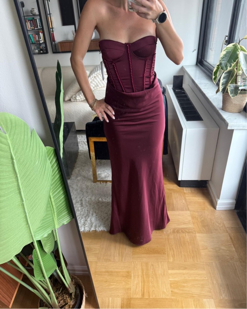 rotate corset dress Rotate Burgundy Corset Gown by ROTATE Birger Christensen