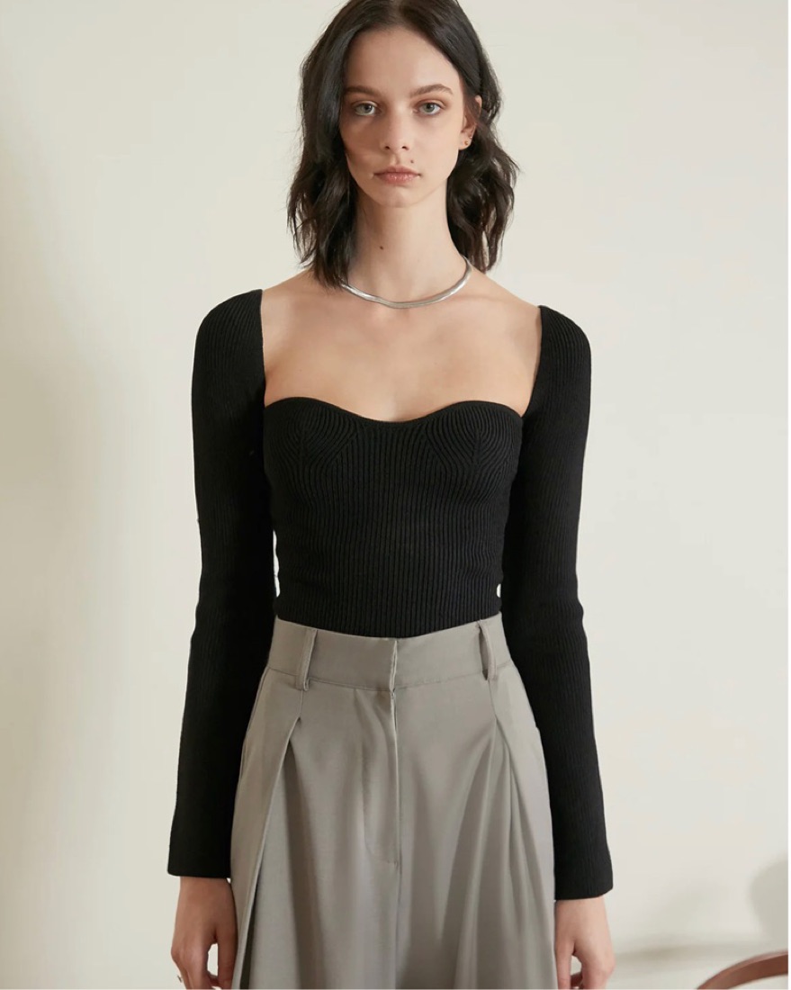 BUSTIER SET SURFACE CHANGE KNIT TOP