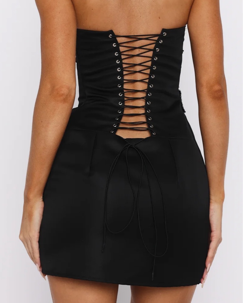 Rendezvous Strapless Mini Dress Black by White Fox Boutique - Pickle