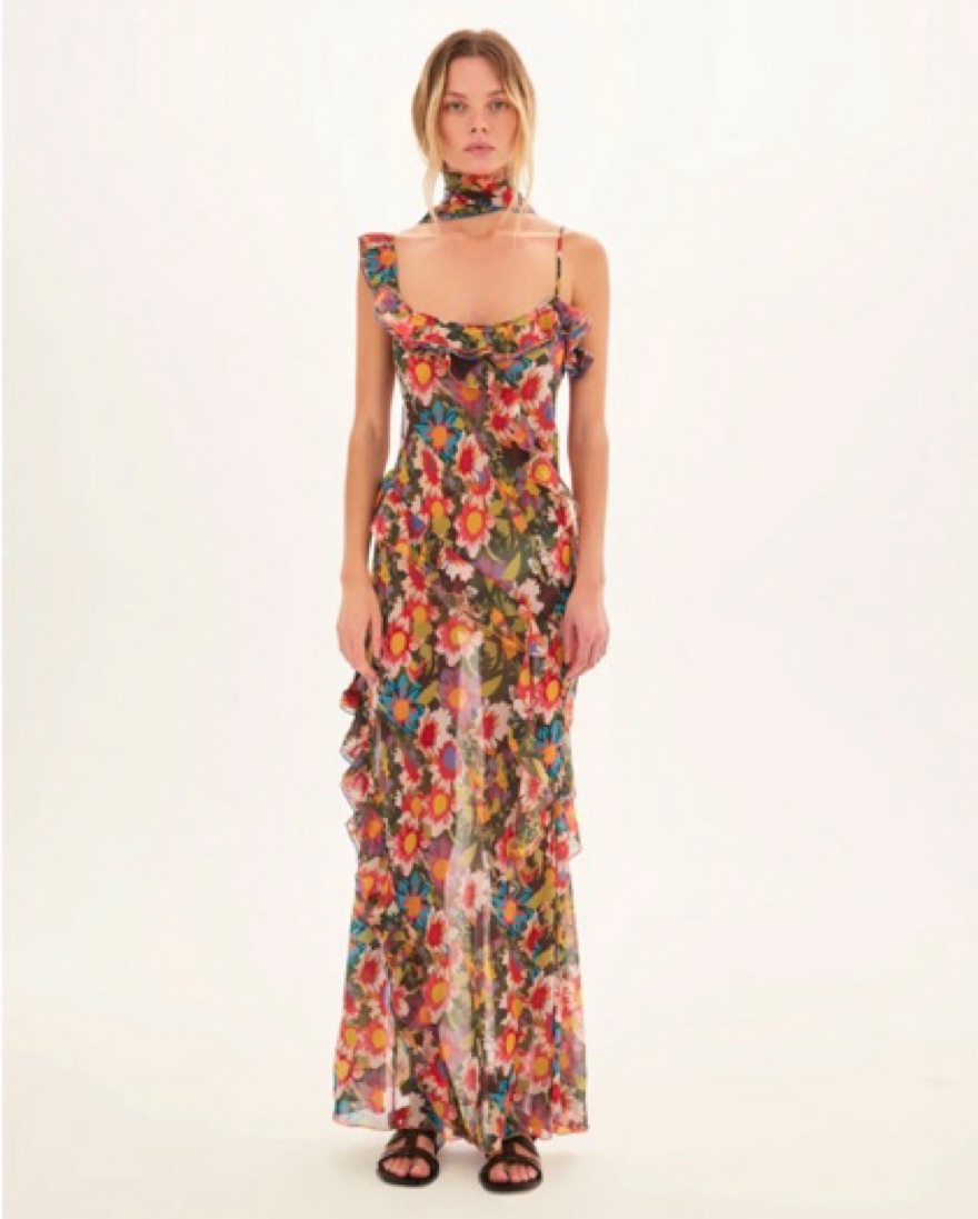 siedrs monica ruffled glittered organza maxi dress MONICA - Ruffled mesh maxi dress