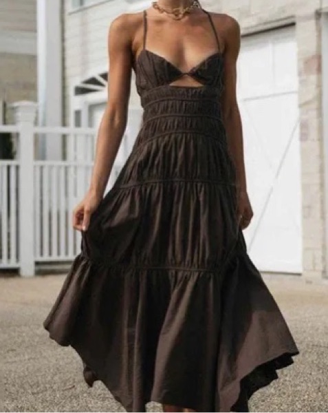 SNDYS Tahlia Dress In Chocolate by SNDYS - Pickle