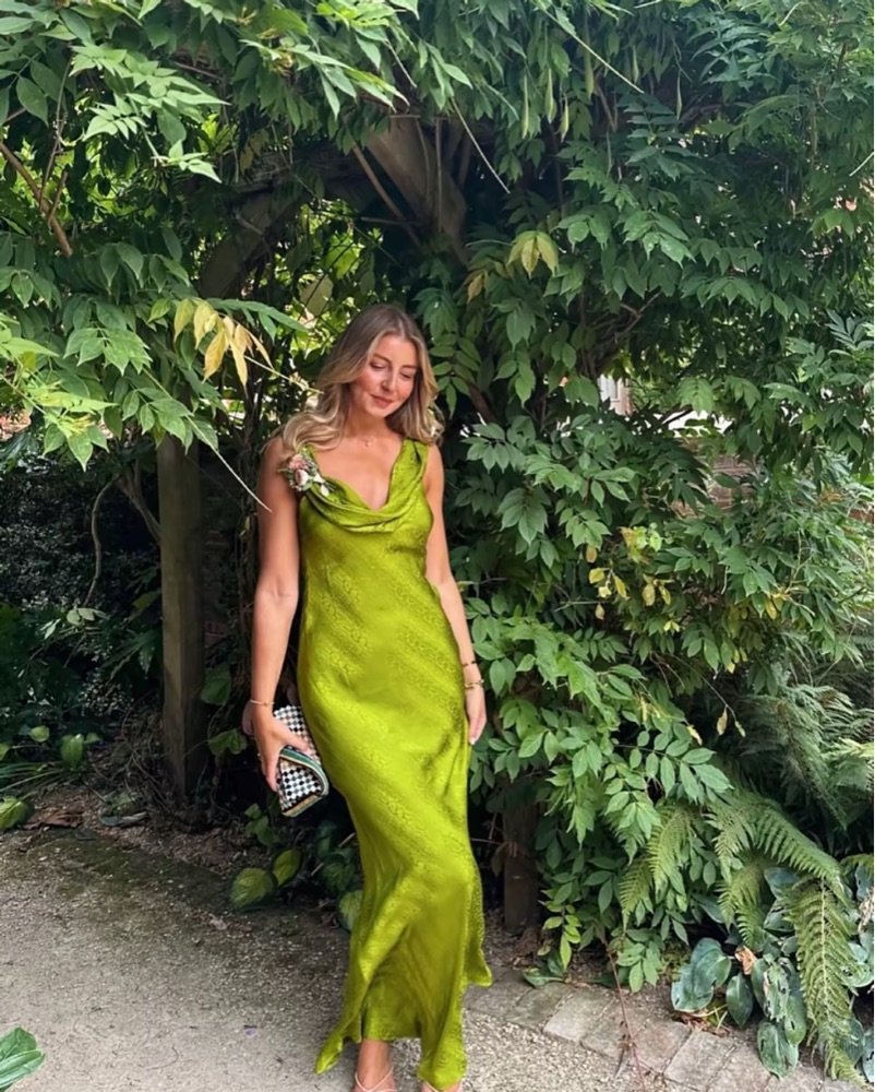rat and boa green silk dress Rat & Boa Ruba Maxi