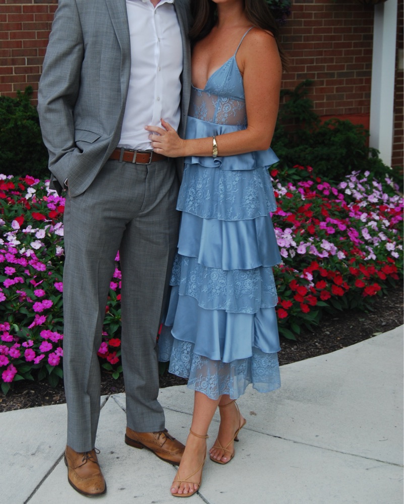 we wore what tiered lace midi dress WeWoreWhat