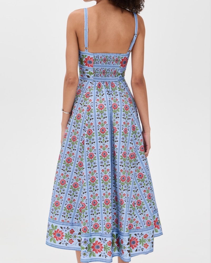 hill house margot dress blue floral block stripe The Margot Dress in Pink Floral Block Stripe