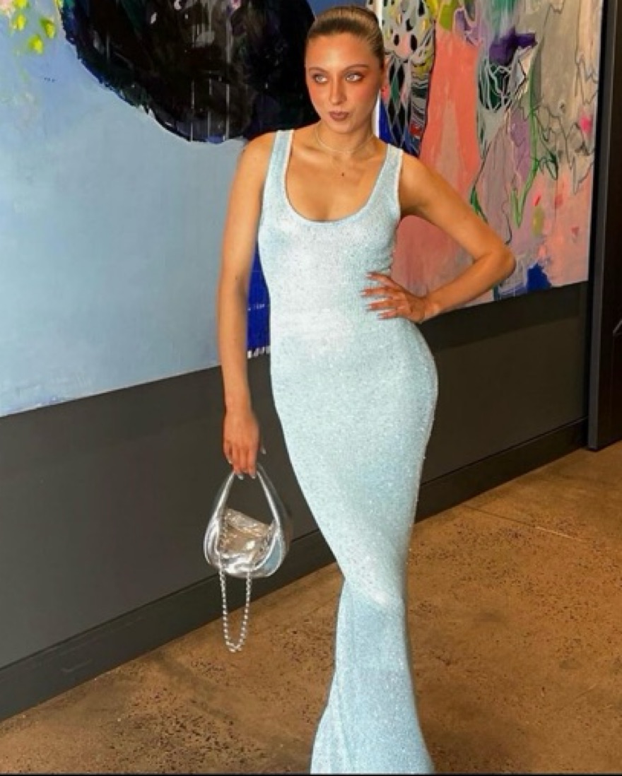 asta resort ana dress baia blue sequin by Asta Resort Pickle