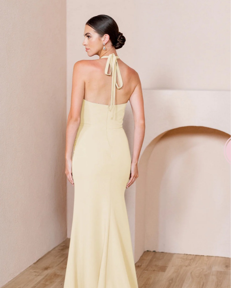 Revelry Yellow Halter Crepe Dress by Revelry - Pickle
