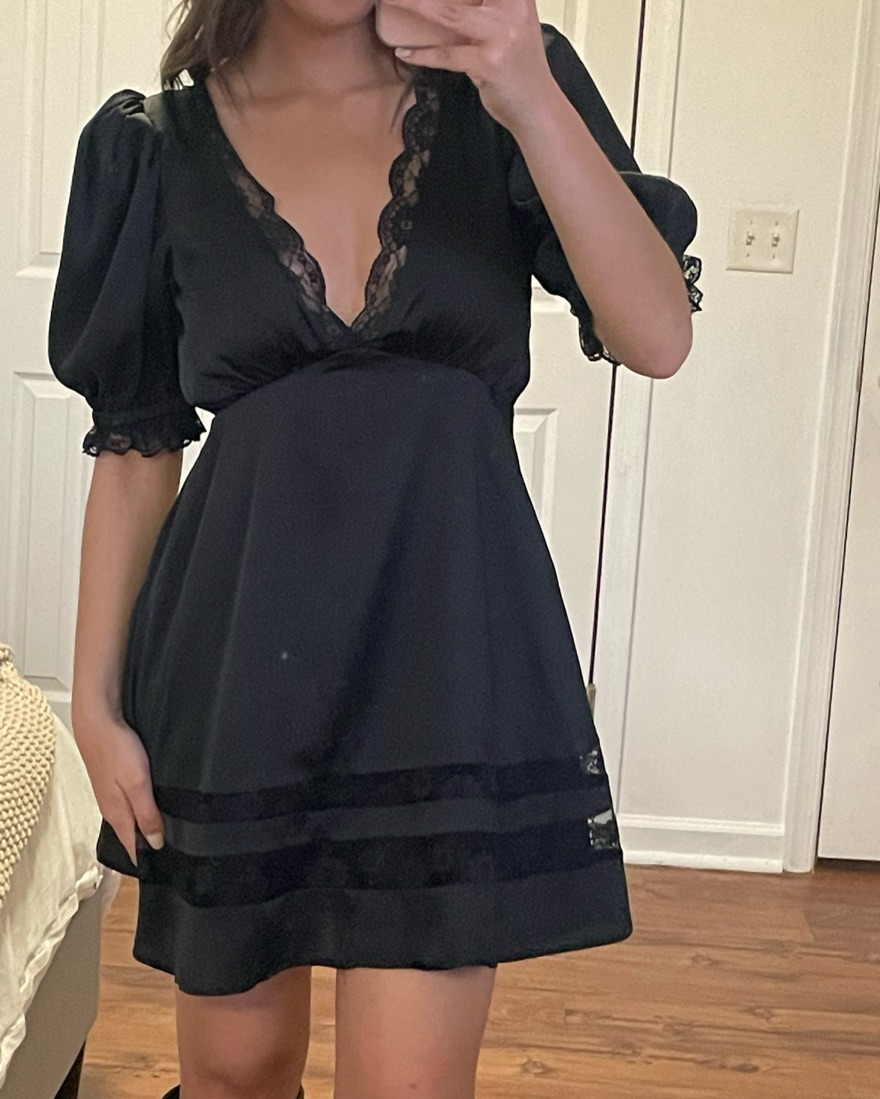 front lace dress Front Lace-Up Long Sleeve Mini Dress main image 0