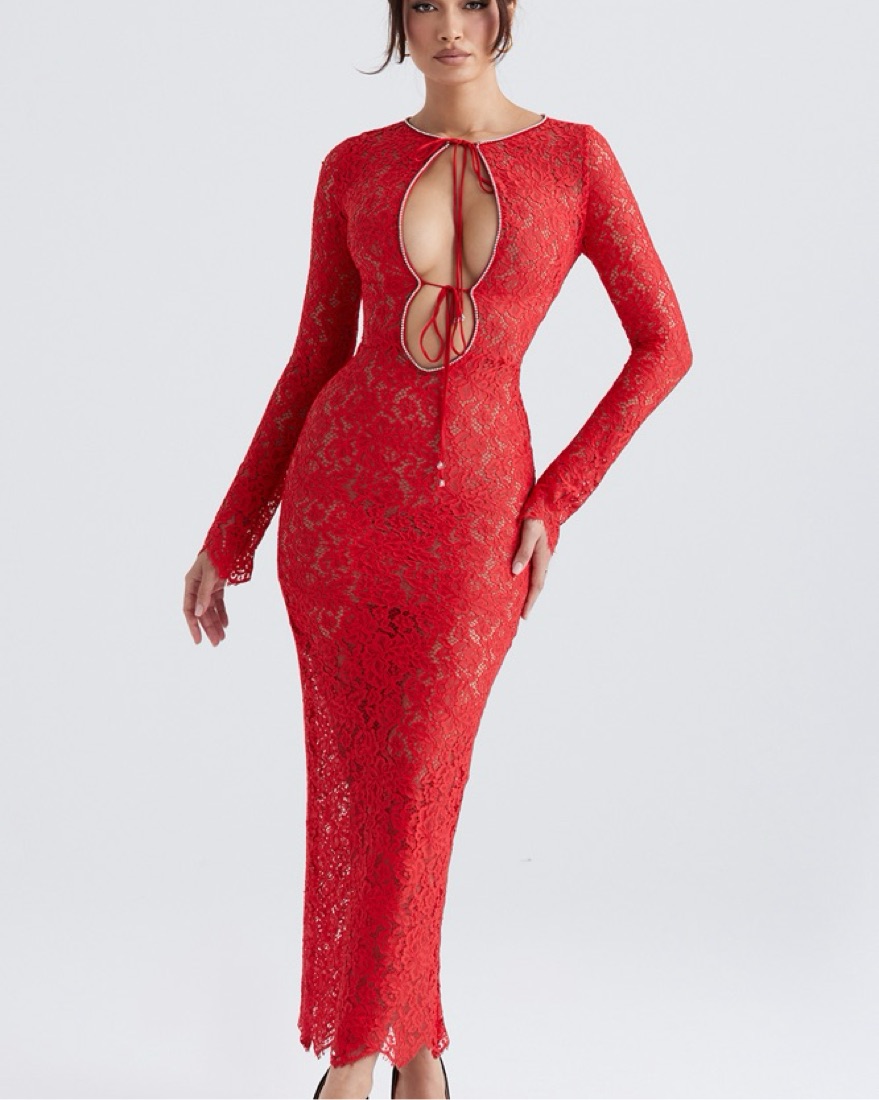 House Of CB LISANDRA RED LACE DRESS by House of CB - Pickle