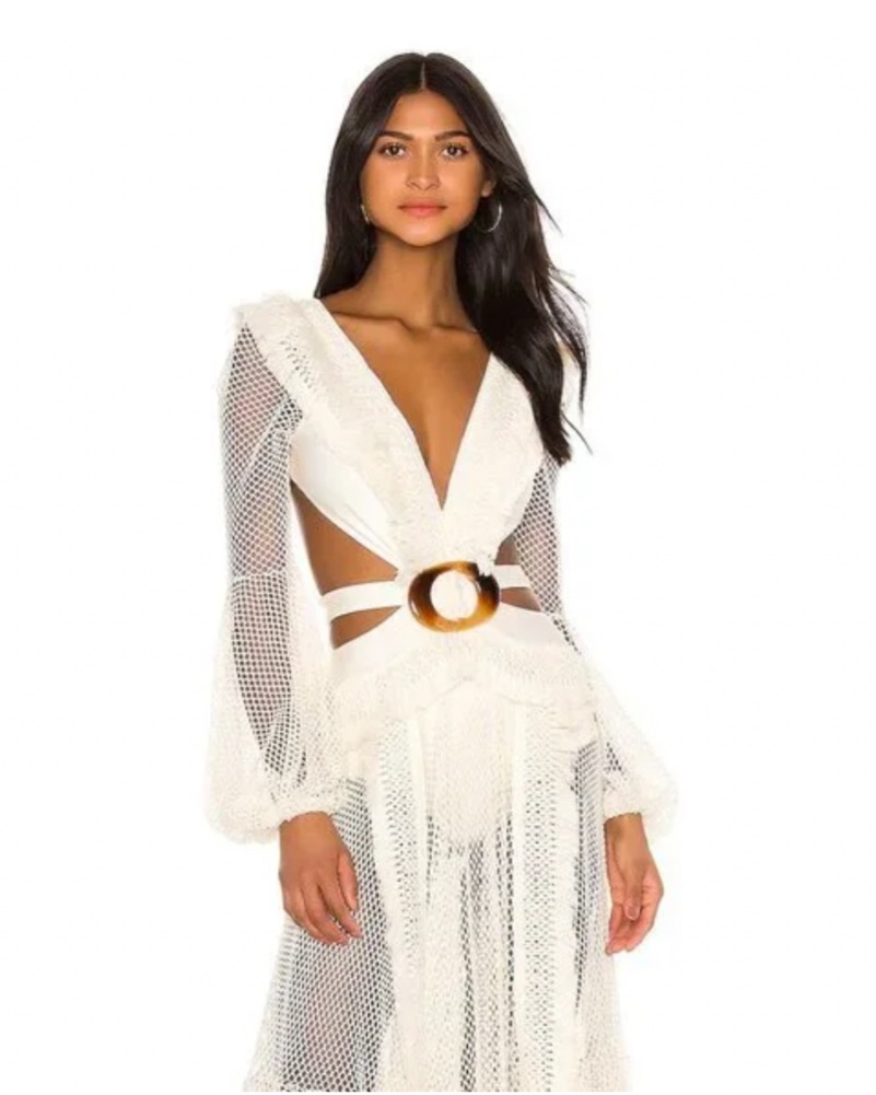 patbo white mesh dress WAVE MESH BEACH DRESS  PatBO