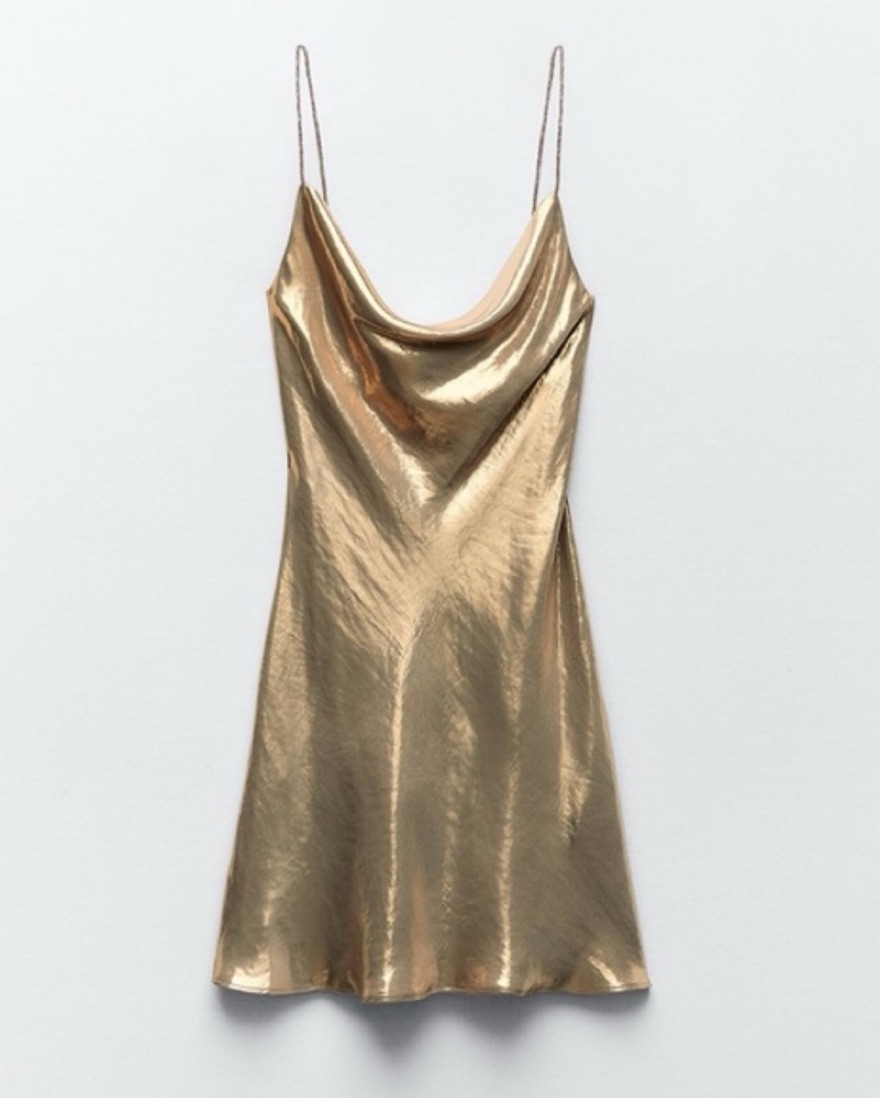 gold dresses zara Zara Gathered Maxi Dress-GOLD / 4