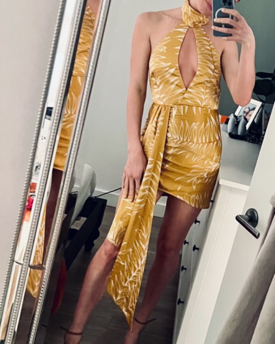 antonia mini dress in gold tropical The Starlite Dress in Diamond Sand XS (PREORDER) main image 1