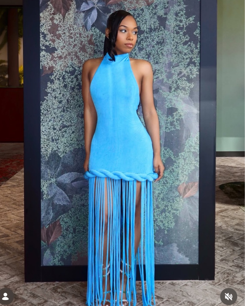 Blue Fringe Wedding Guest Dress by Cult Gaia - Pickle