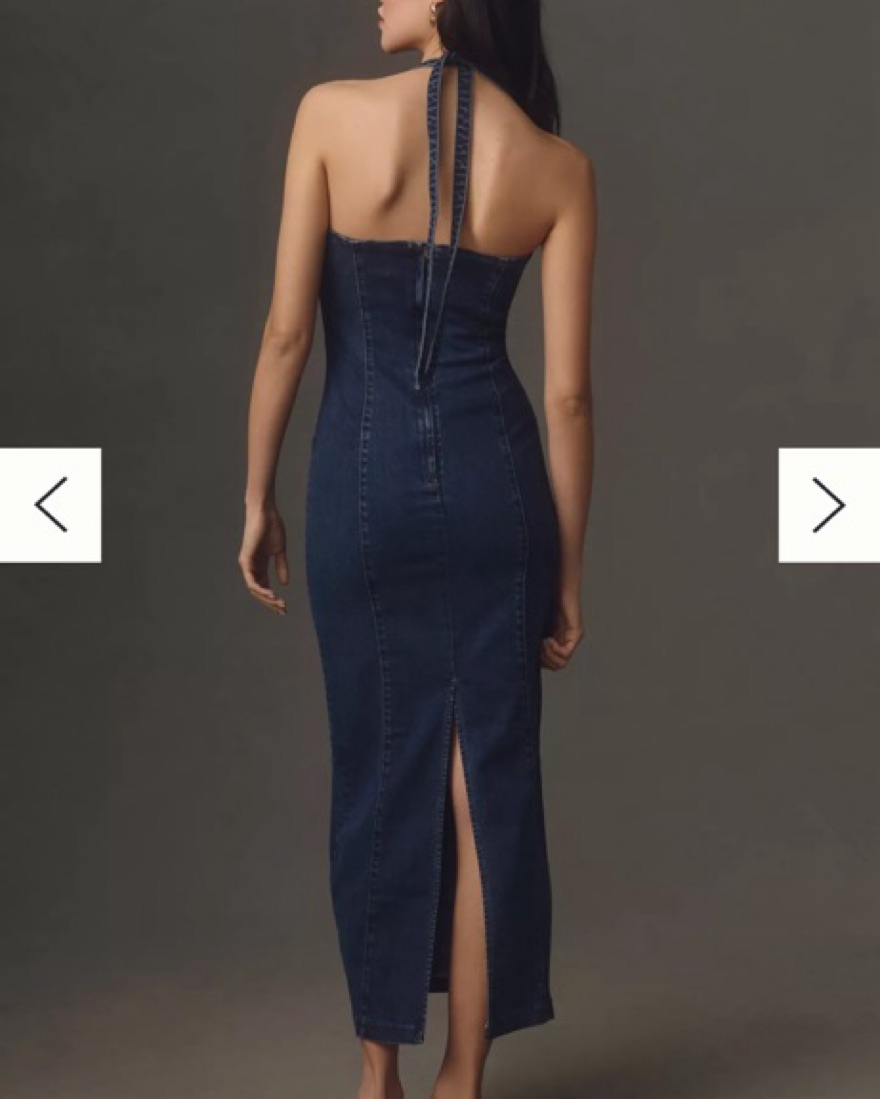 evita denim midi dress Reformation Evita Denim Midi Dress - Medium Blue - Size 2 - NEW WITH TAGS