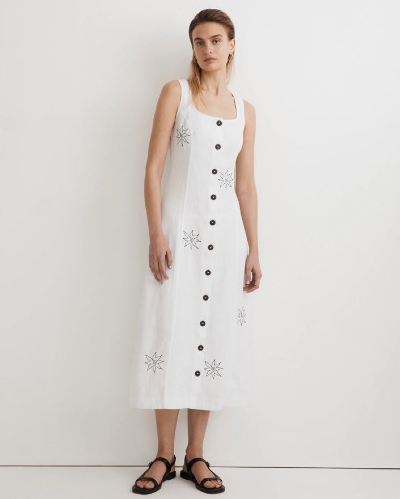 madewell embroidered dress Ucille Sage Green Embroidered Chiffon Maxi Dress (Archive Sale) main image 1