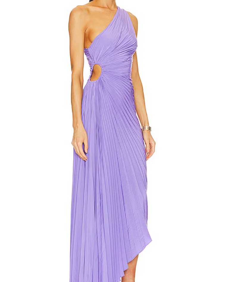 alc purple pleated dress A.L.C. Reagan Satin Pleated Midi Dress in Deep Plum, Size 0